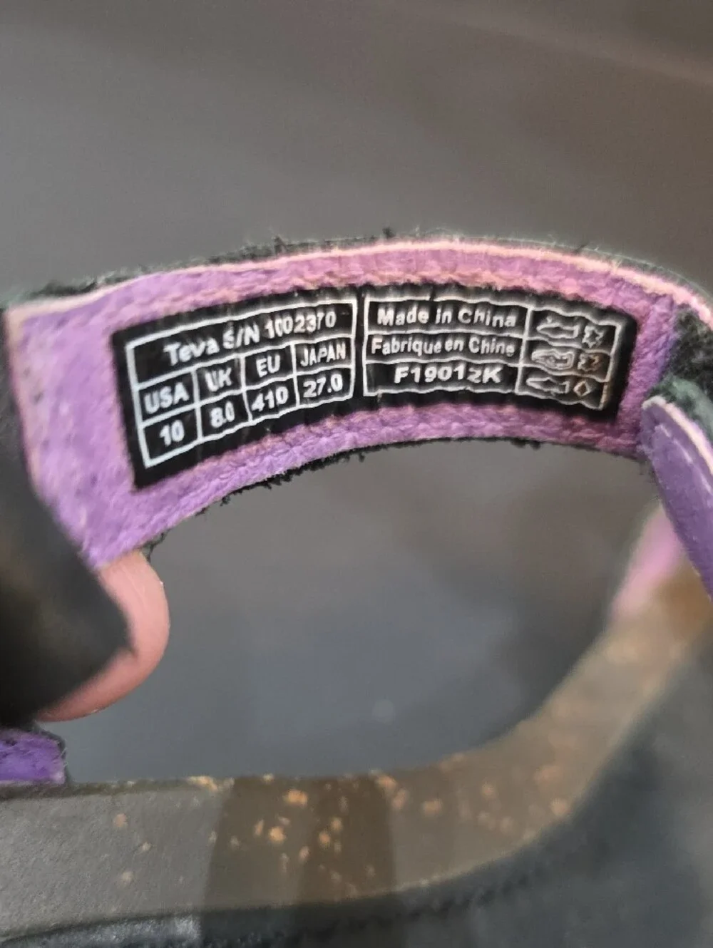 Teva Cabrillo Women's Black Wedge Sandals with Purple Lining Size 10